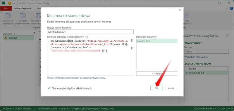Screenshot 10 - How to retrieve data from the MGBI API using Power Query in Microsoft Excel