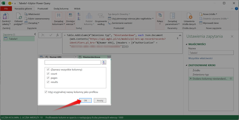 Screenshot 16 - How to retrieve data from the MGBI API using Power Query in Microsoft Excel