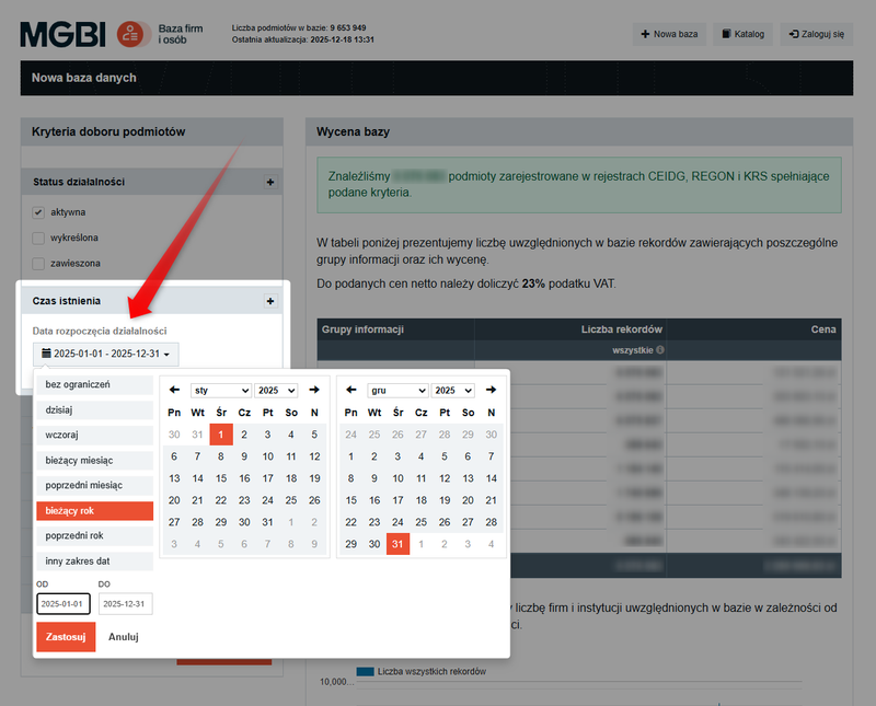 Screenshot 2 - How to download data on new companies