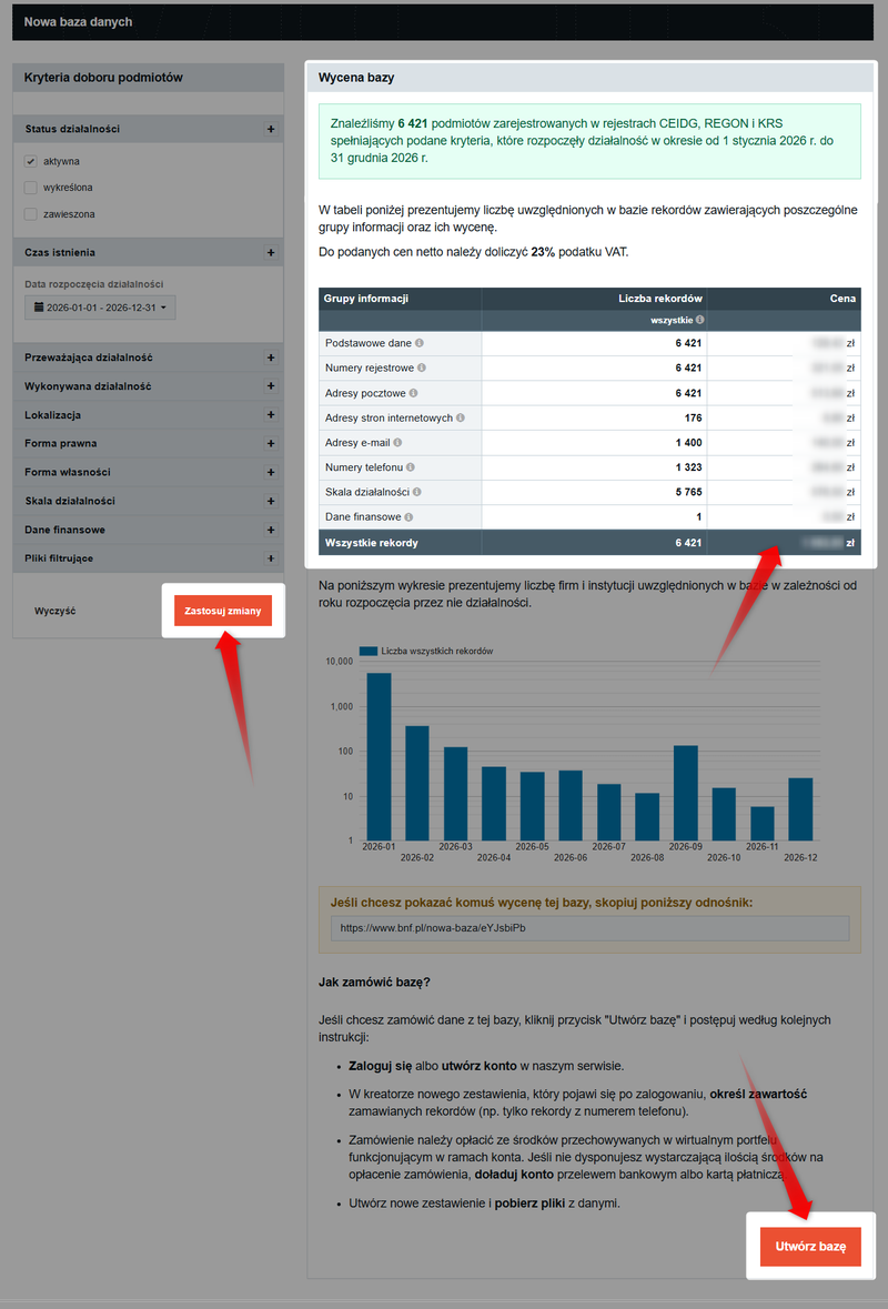 Screenshot 3 - How to download data on new companies