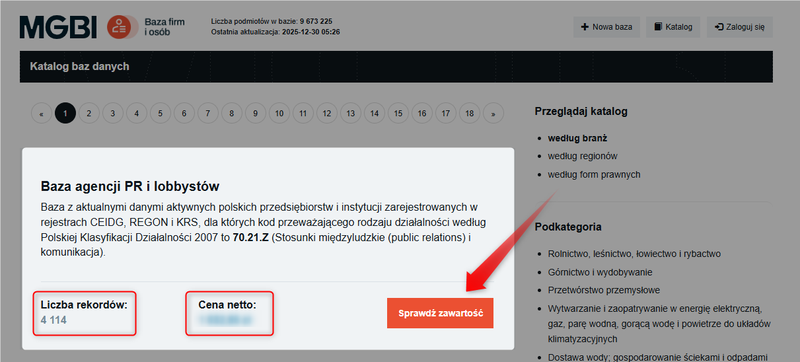Screenshot 3 - How to order a database from the catalog