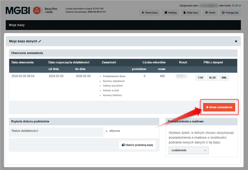 Screenshot 5 - How to retrieve data on new companies